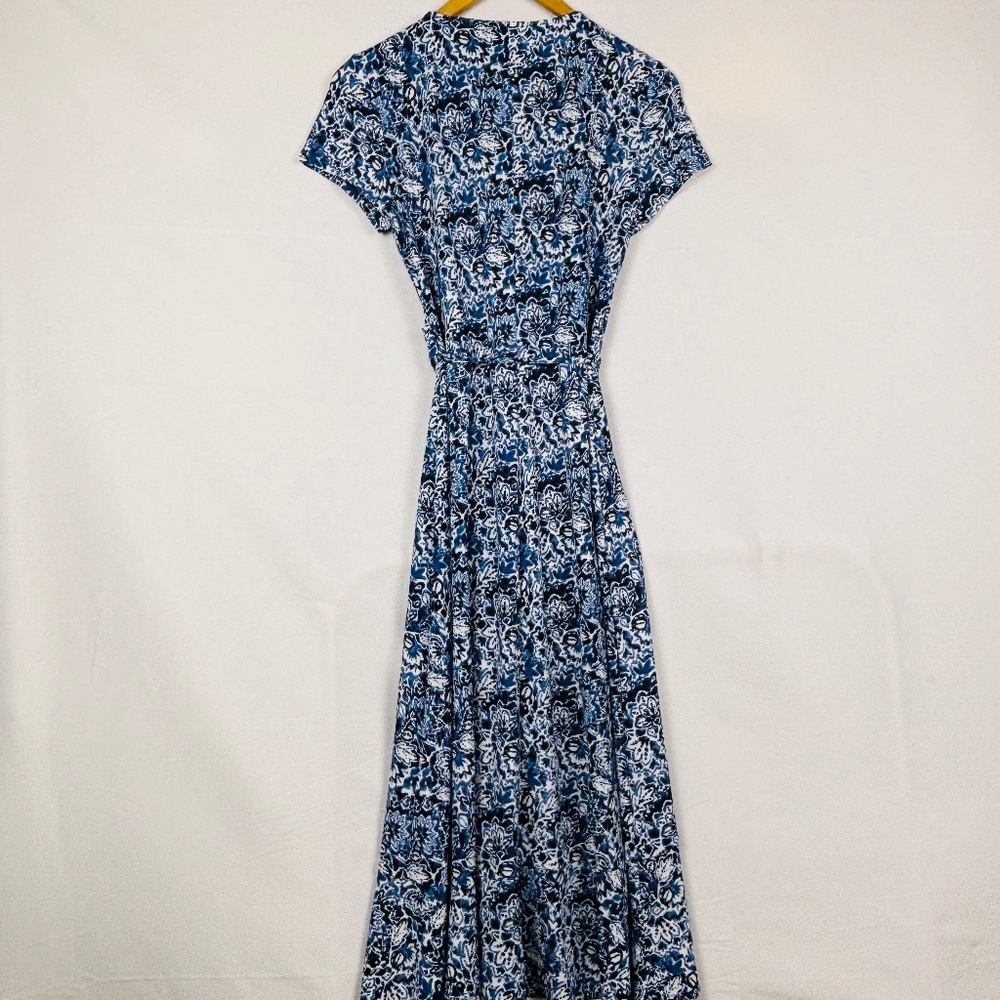Lauren Ralph Lauren Women‎ Short Sleeve Midi Wrap Dress Sz M NavyOffice Business - Picture 3 of 11